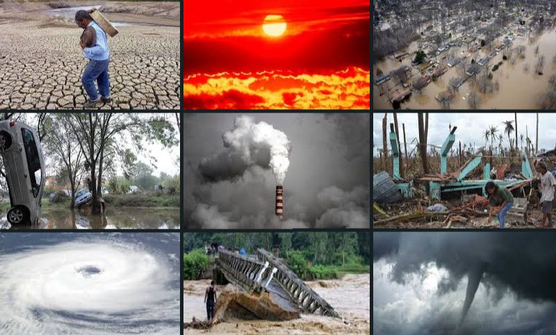 Collage of different extreme weather related events.